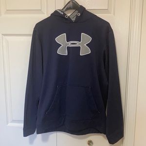 Navy Blue Under Armour Hooded Sweatshirt SZ Large Loose